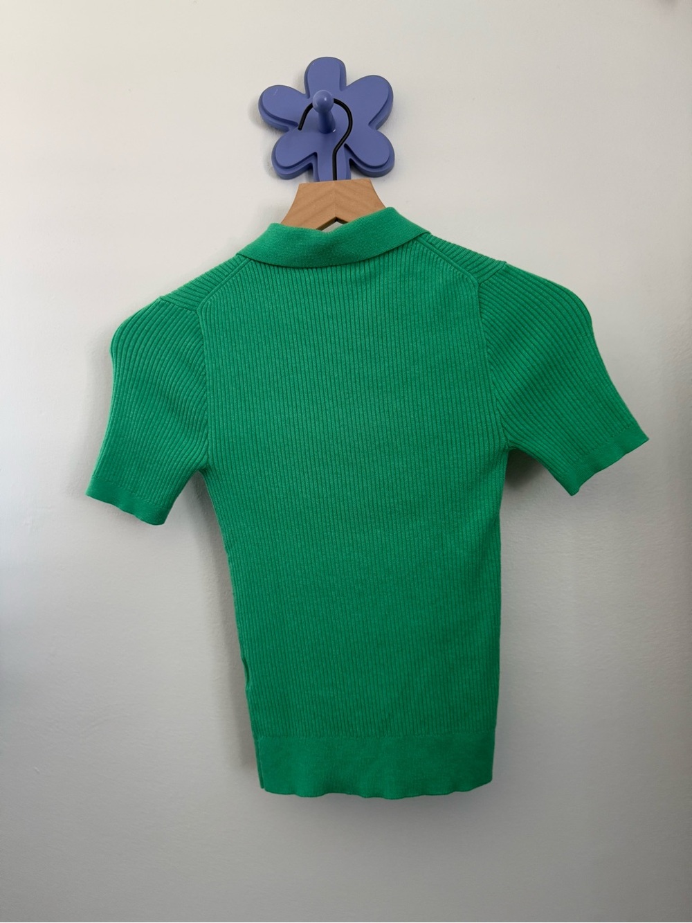 J.Crew XS Polo Rib Short Sleeve Top Kelly Green Office Fitted Holiday - Picture 3 of 4